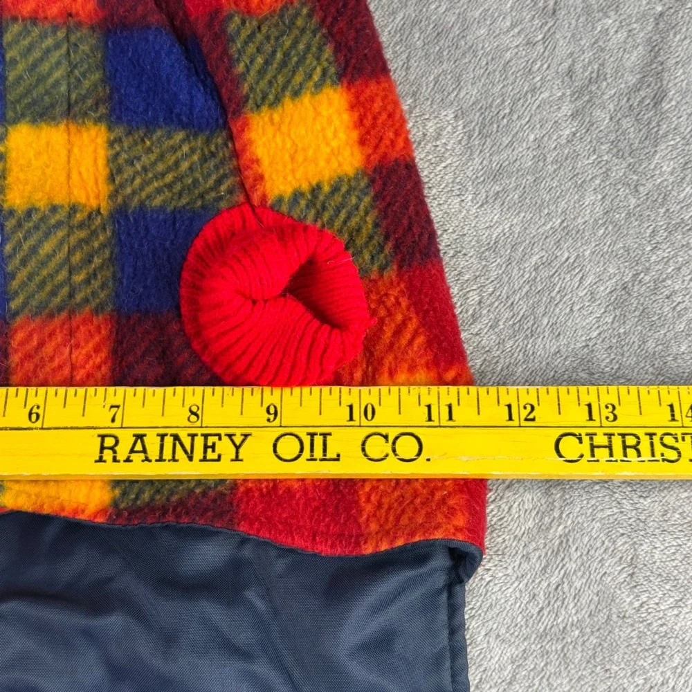Signature Dog Coat Pet Jacket Small Red Blue Yellow Plaid‎ Fleece Lined Velcro